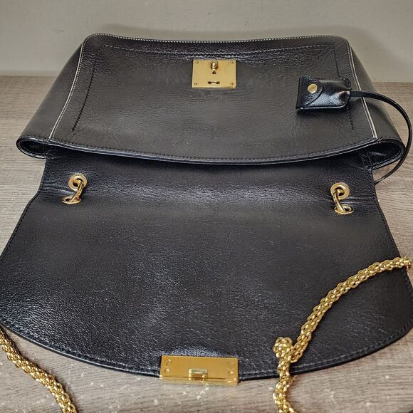 Marc Jacobs Polly Bag Black Leather Gold Chain Shoulder Crossbody Purse - Picture 15 of 16